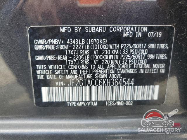 JF2GTACC6KH364544 2019 SUBARU CROSSTREK photo no. 13