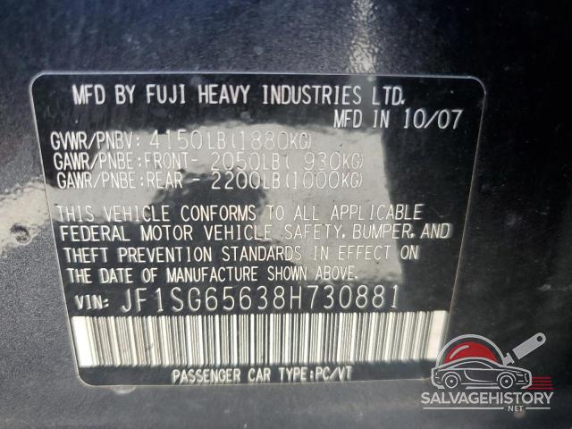 JF1SG65638H730881 2008 SUBARU FORESTER photo no. 12