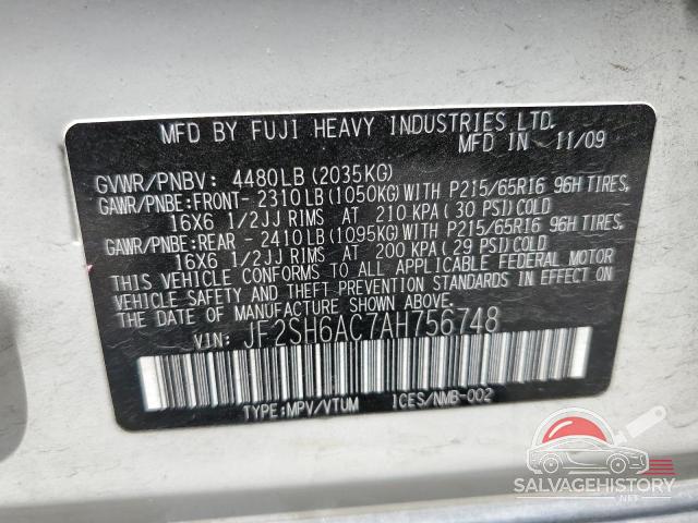 JF2SH6AC7AH756748 2010 SUBARU FORESTER photo no. 13