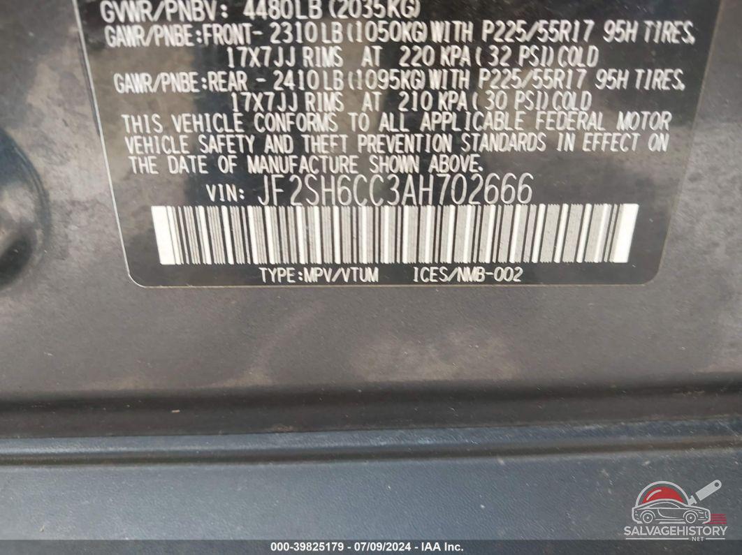 JF2SH6CC3AH702666 2010 SUBARU FORESTER photo no. 9