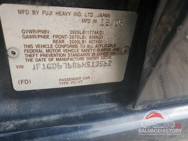 JF1GD67686H513562 2006 SUBARU IMPREZA photo no. 12