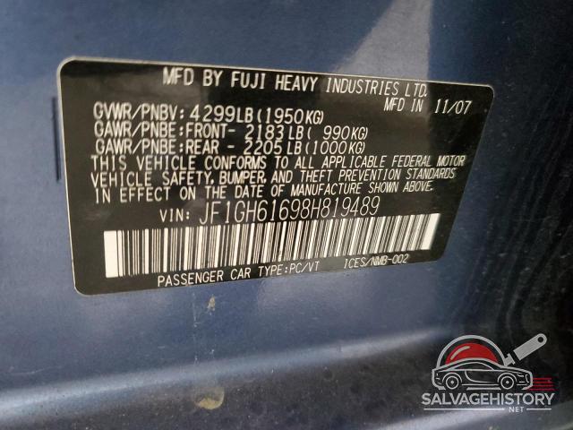 JF1GH61698H819489 2008 SUBARU IMPREZA photo no. 12