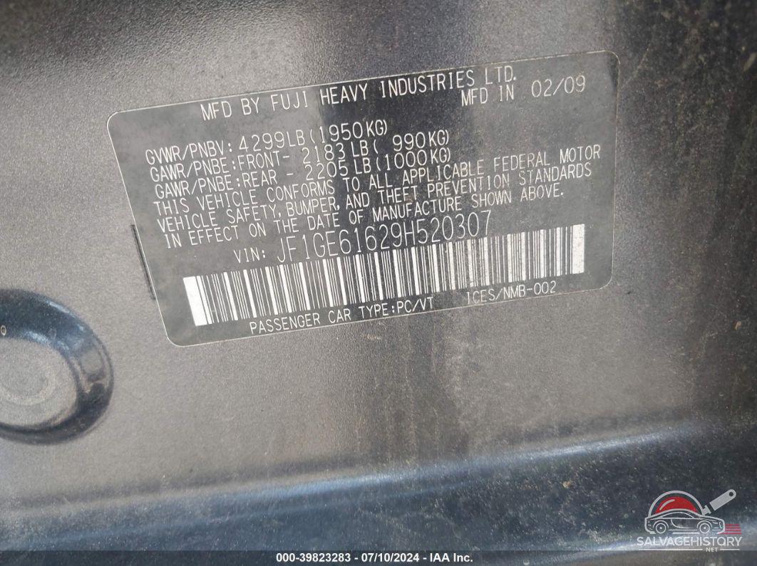 JF1GE61629H520307 2009 SUBARU IMPREZA photo no. 9