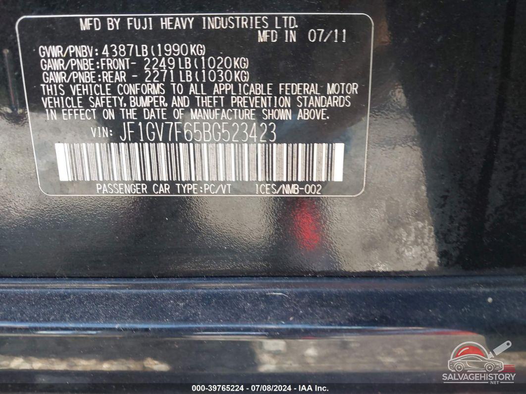 JF1GV7F65BG523423 2011 SUBARU IMPREZA photo no. 9