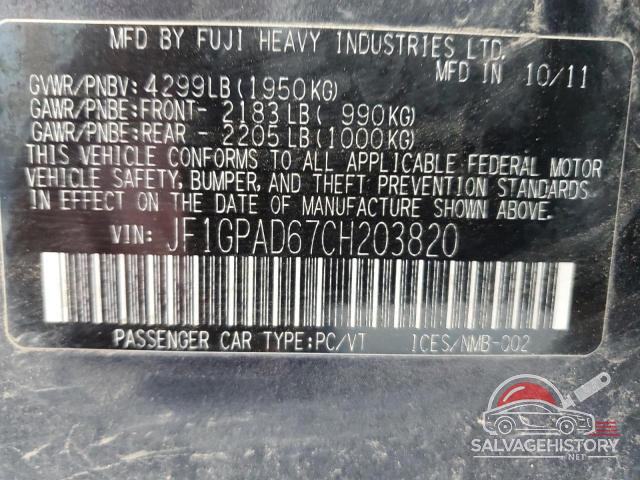 JF1GPAD67CH203820 2012 SUBARU IMPREZA photo no. 12