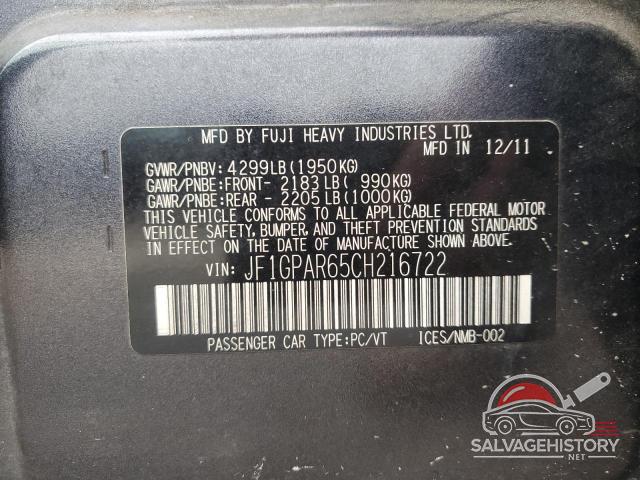 JF1GPAR65CH216722 2012 SUBARU IMPREZA photo no. 13