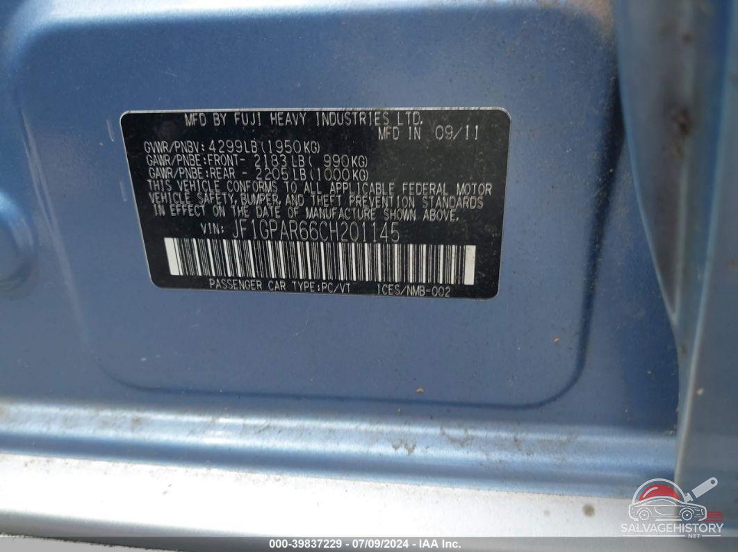 JF1GPAR66CH201145 2012 SUBARU IMPREZA photo no. 9