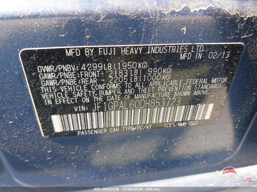 JF1GPAL60DH853723 2013 SUBARU IMPREZA photo no. 9