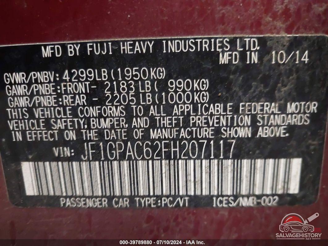 JF1GPAC62FH207117 2015 SUBARU IMPREZA photo no. 9