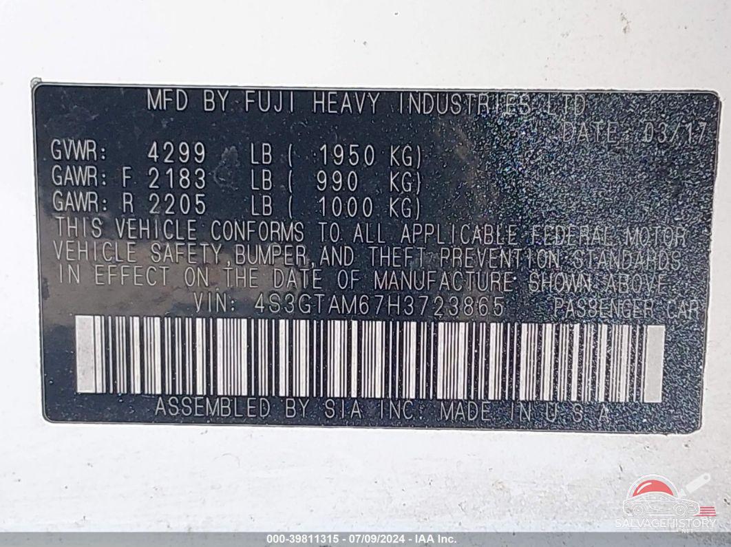 4S3GTAM67H3723865 2017 SUBARU IMPREZA photo no. 9