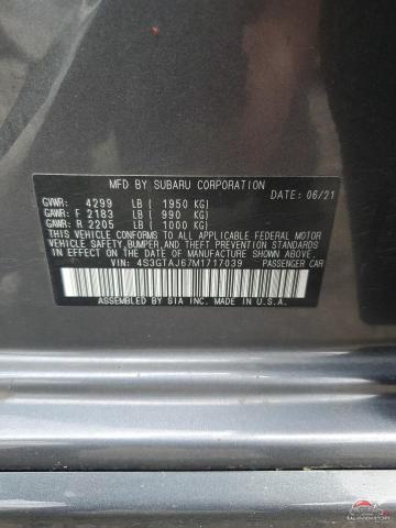 4S3GTAJ67M1717039 2021 SUBARU IMPREZA photo no. 12