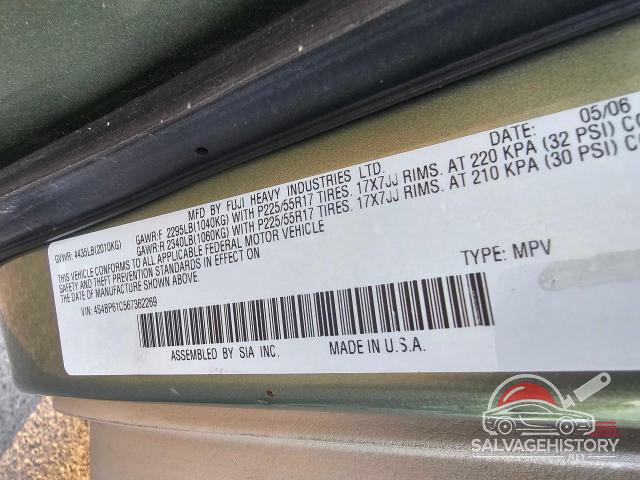 4S4BP61C567362269 2006 SUBARU LEGACY photo no. 10