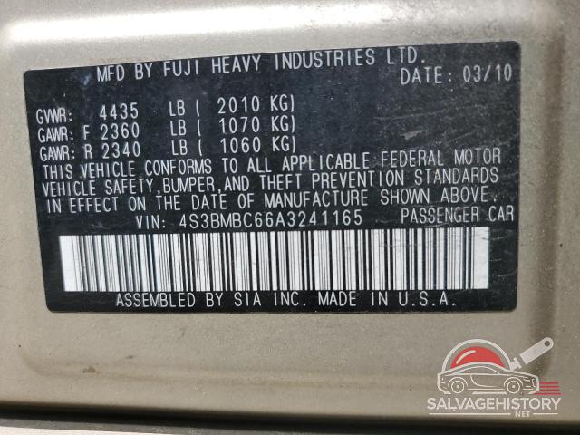 4S3BMBC66A3241165 2010 SUBARU LEGACY photo no. 12