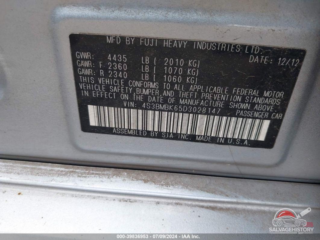 4S3BMBK65D3028147 2013 SUBARU LEGACY photo no. 9