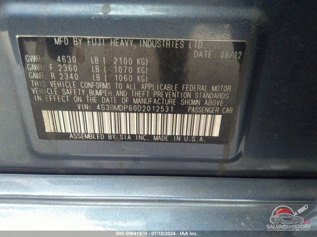 4S3BMDP60D2012531 2013 SUBARU LEGACY photo no. 9