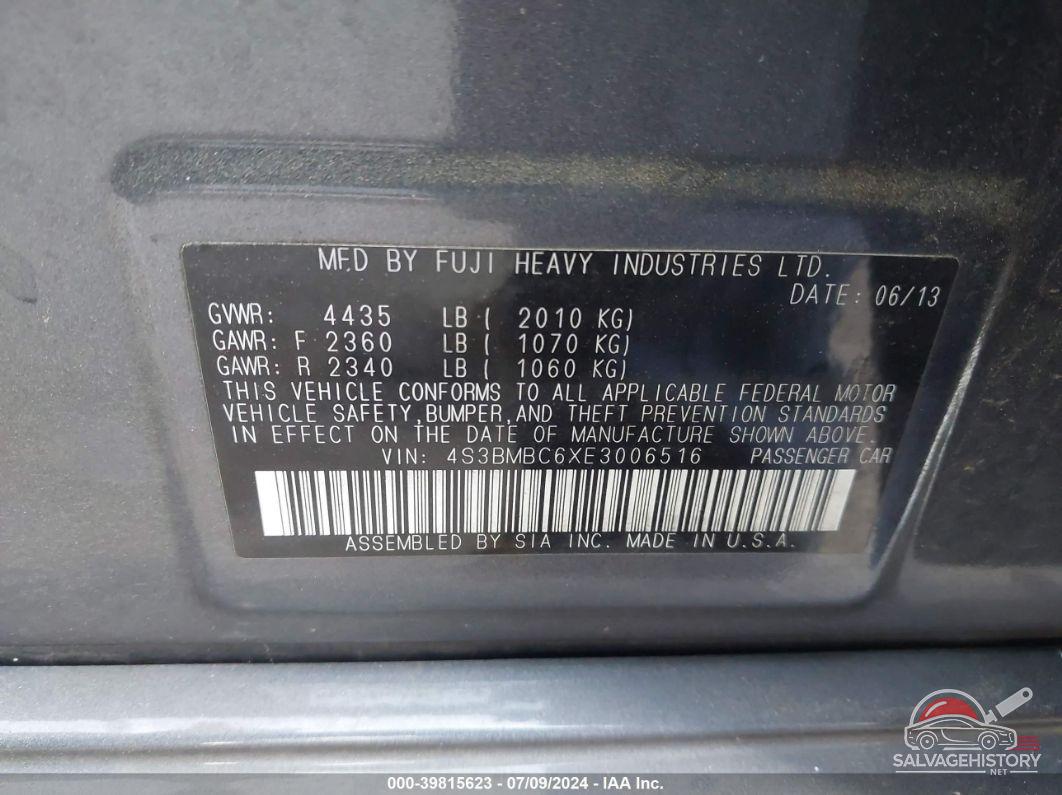 4S3BMBC6XE3006516 2014 SUBARU LEGACY photo no. 9