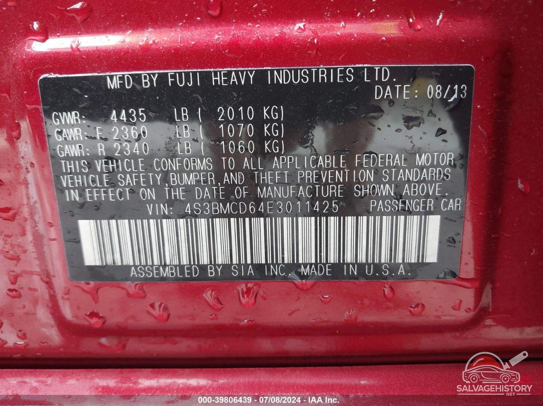 4S3BMCD64E3011425 2014 SUBARU LEGACY photo no. 9