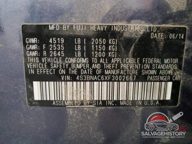 4S3BNAC6XF3002667 2015 SUBARU LEGACY photo no. 12