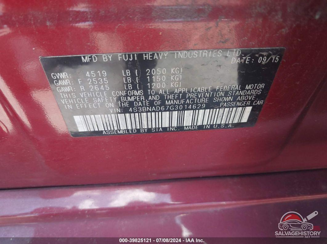 4S3BNAD67G3014629 2016 SUBARU LEGACY photo no. 9