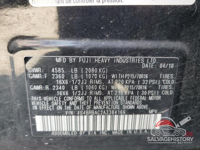 4S4BRBAC2A3384166 2010 SUBARU OUTBACK photo no. 13