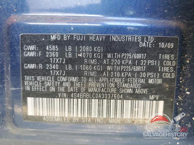 4S4BRBLC0A3337604 2010 SUBARU OUTBACK photo no. 12