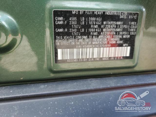 4S4BRCKCXC3254899 2012 SUBARU OUTBACK photo no. 12