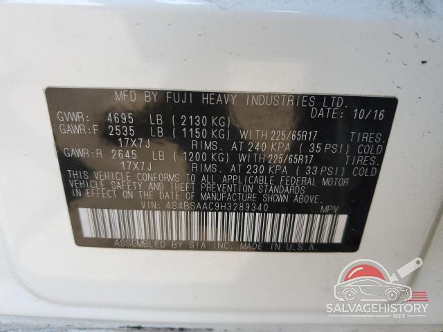 4S4BSAAC9H3289340 2017 SUBARU OUTBACK photo no. 12