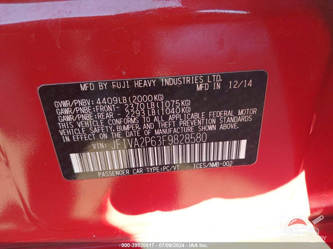 JF1VA2P63F9828580 2015 SUBARU WRX STI photo no. 9