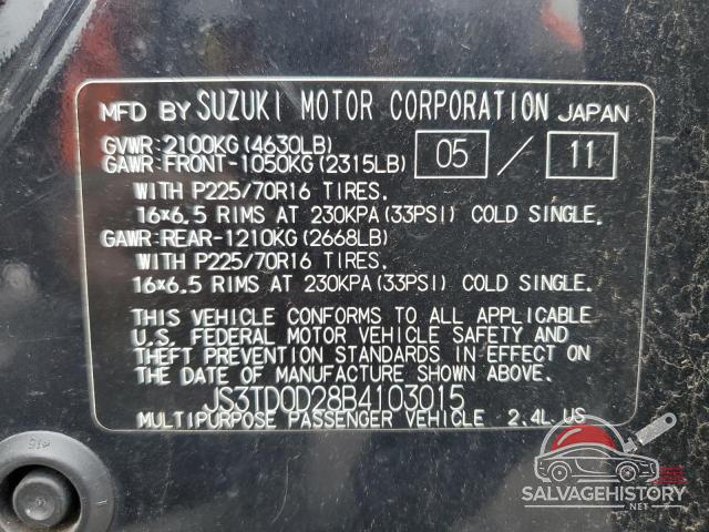 JS3TD0D28B4103015 2011 SUZUKI GR VITARA photo no. 13