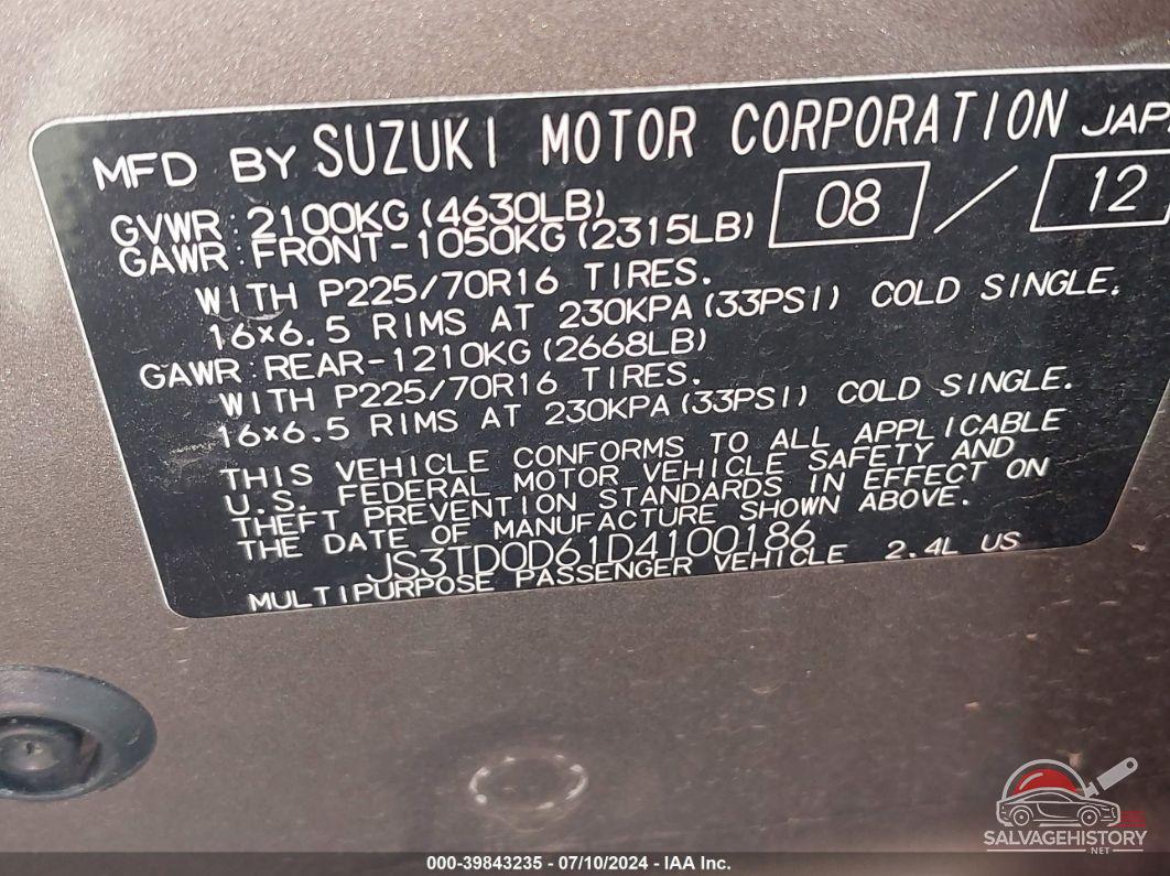 JS3TD0D61D4100186 2013 SUZUKI GRAND VITARA photo no. 9