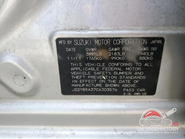 JS2YB5A37C6303576 2012 SUZUKI SX4 photo no. 12