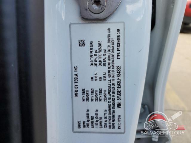 5YJ3E1EA3LF784332 2020 TESLA MODEL 3 photo no. 12