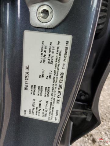5YJ3E1EBXLF616406 2020 TESLA MODEL 3 photo no. 12