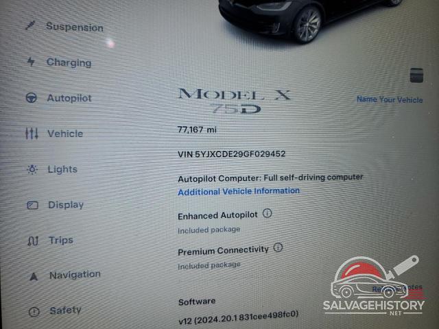 5YJXCDE29GF029452 2016 TESLA MODEL X photo no. 9