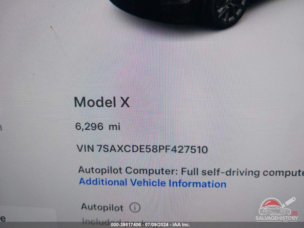 7SAXCDE58PF427510 2023 TESLA MODEL X photo no. 7