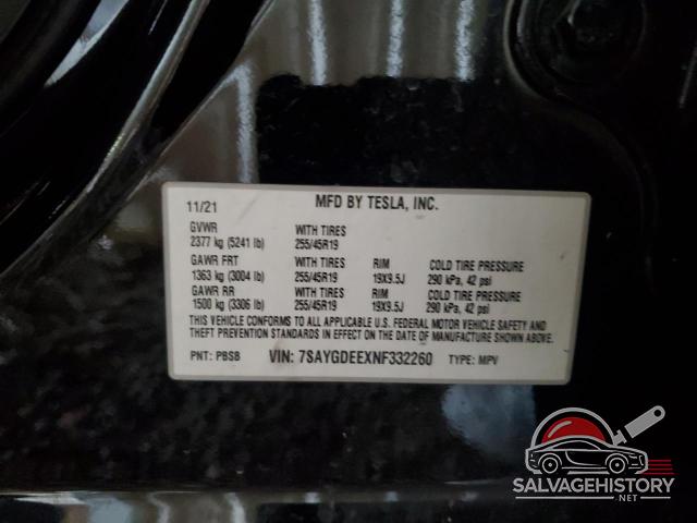7SAYGDEEXNF332260 2022 TESLA MODEL Y photo no. 13
