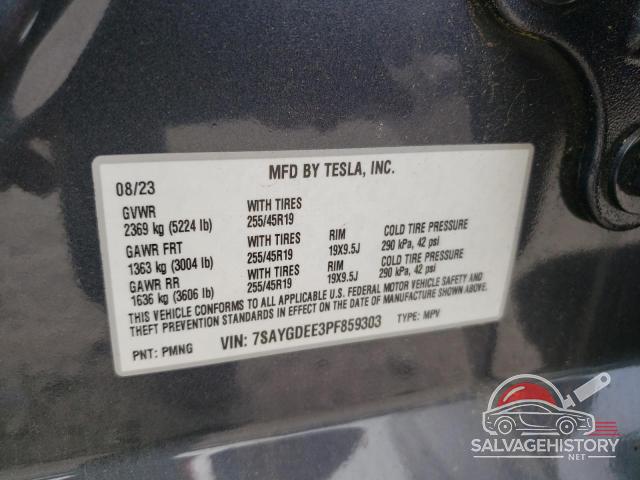 7SAYGDEE3PF859303 2023 TESLA MODEL Y photo no. 13