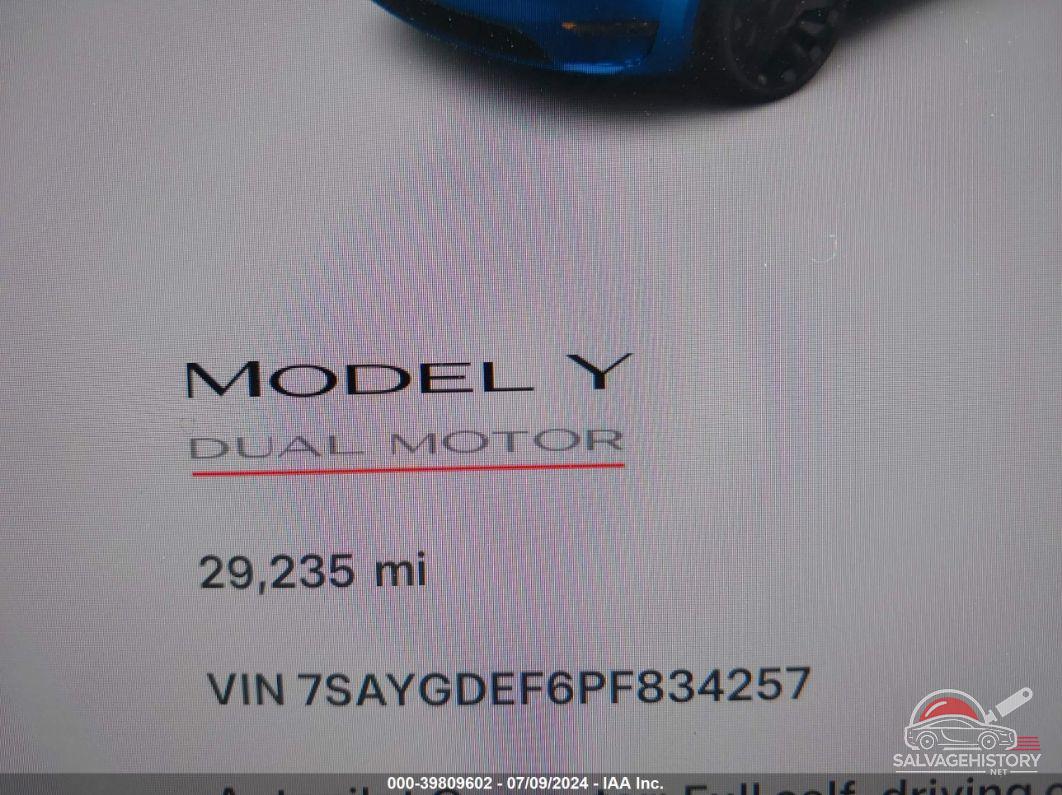 7SAYGDEF6PF834257 2023 TESLA MODEL Y photo no. 7