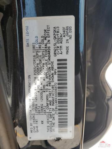 JTEBU14RX30006870 2003 TOYOTA 4RUNNER photo no. 14