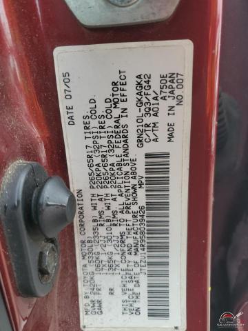 JTEZU14R958039426 2005 TOYOTA 4RUNNER photo no. 13