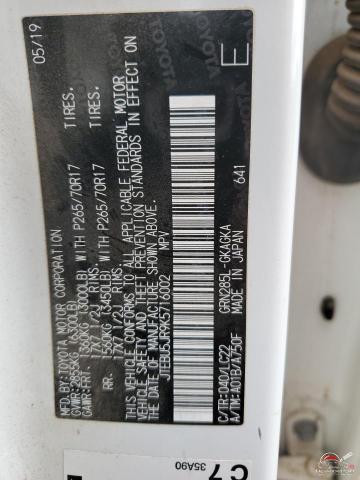 JTEBU5JR9K5716002 2019 TOYOTA 4RUNNER photo no. 12
