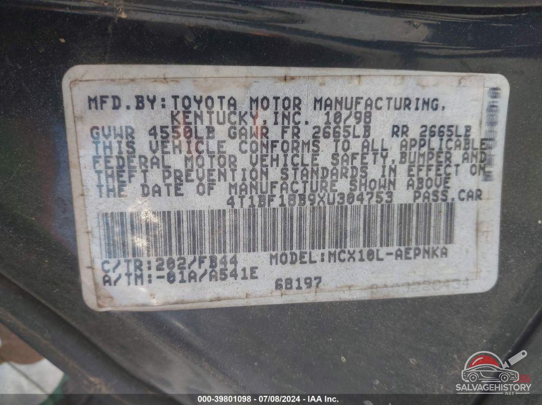4T1BF18B9XU304753 1999 TOYOTA AVALON photo no. 9