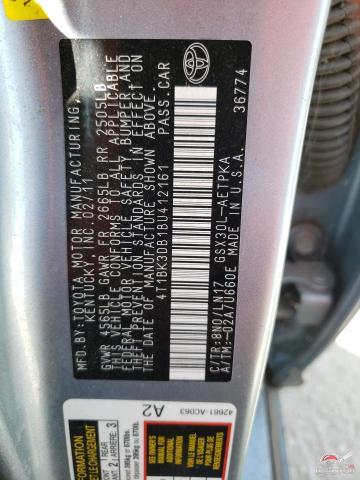 4T1BK3DB1BU412161 2011 TOYOTA AVALON photo no. 12