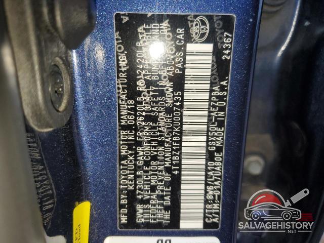 4T1BZ1FB7KU007435 2019 TOYOTA AVALON photo no. 12