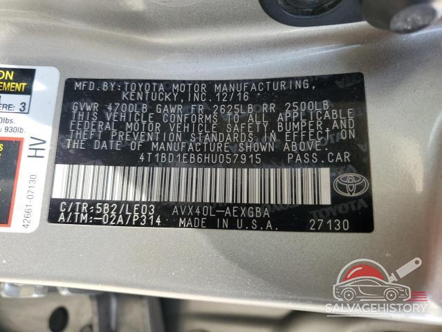 4T1BD1EB6HU057915 2017 TOYOTA AVALON HYB photo no. 12
