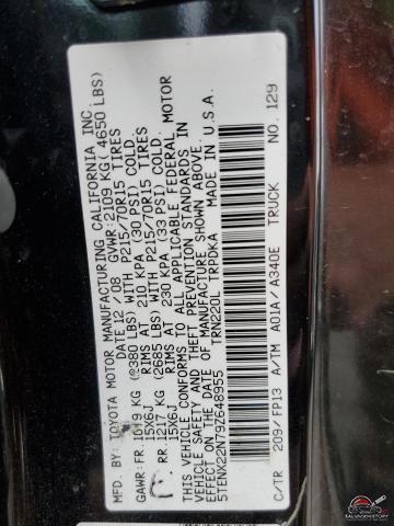 5TENX22N79Z648955 2009 TOYOTA All Models photo no. 12