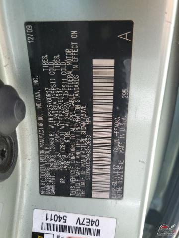 5TDYK4CC9AS342653 2010 TOYOTA All Models photo no. 13