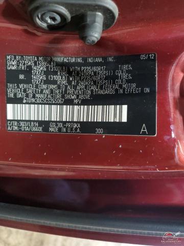 5TDYK3DC5CS255067 2012 TOYOTA All Models photo no. 13
