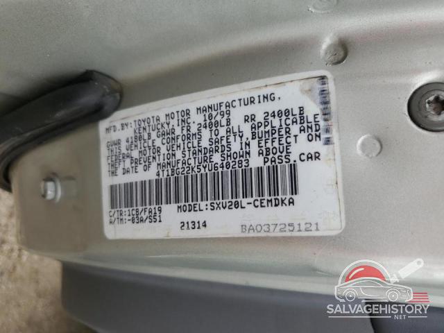 4T1BG22K5YU640283 2000 TOYOTA CAMRY photo no. 12