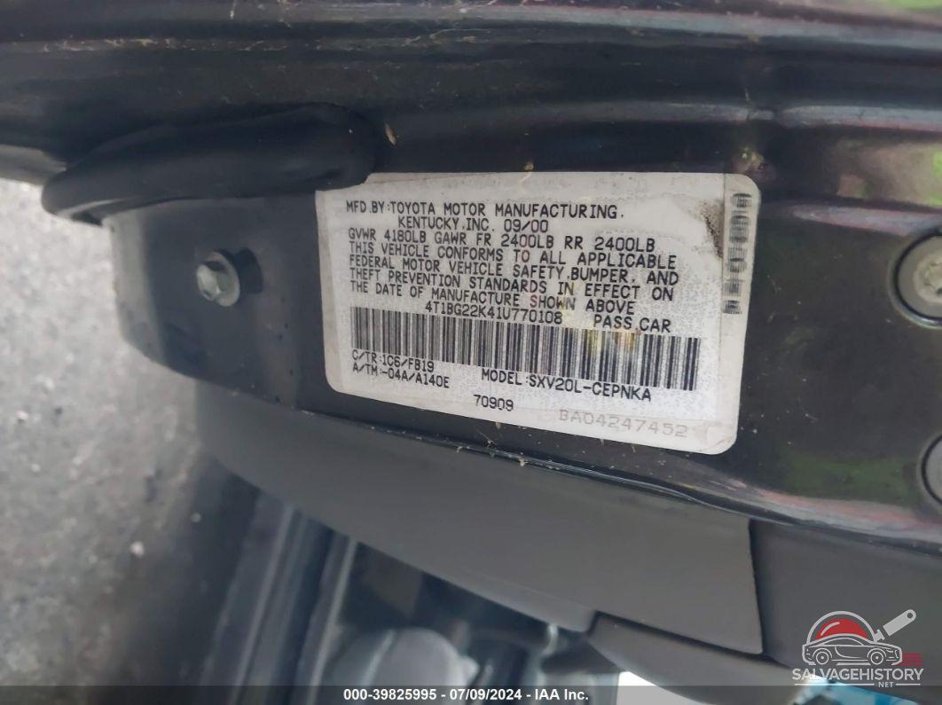 4T1BG22K41U770108 2001 TOYOTA CAMRY photo no. 9
